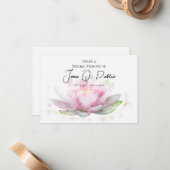 Pink Water Lily Flower Share a Memory Funeral  Notitiekaartje (Voorkant / Achterkant in situ)