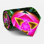 Pink Water Lily Pattern Stropdas (Opgerold)