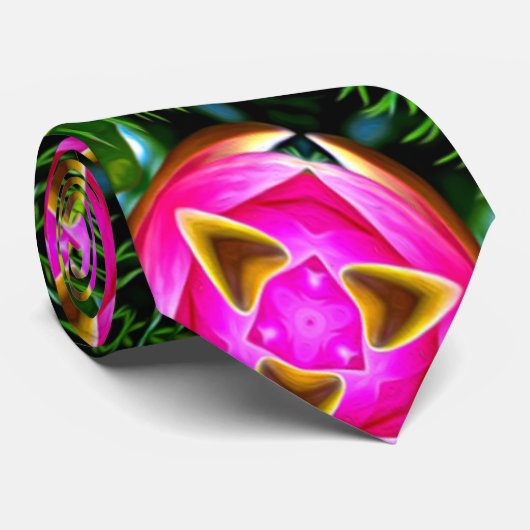 Pink Water Lily Pattern Stropdas (Opgerold)