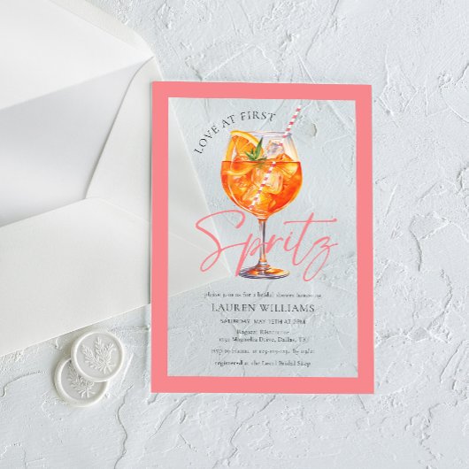 Pink Watercolor Aperol Spritz Bridal Shower Acryl Uitnodigingen