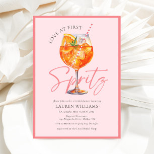 Pink Watercolor Aperol Spritz Bridal Shower Kaart