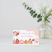 Pink Watercolor Bakery Business Card Visitekaartje (Staand voorkant)