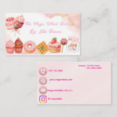 Pink Watercolor Bakery Business Card Visitekaartje (Voorkant / Achterkant)