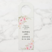 Pink Watercolor Blush Roses Modern Wedding Party Flessenhanger (Voorkant)