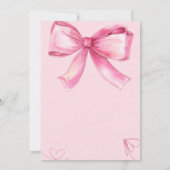 Pink Watercolor Bow Birthday Invitation Kaart (Achterkant)