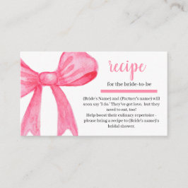 Pink Watercolor Bow Coquette Recipe Request Informatiekaartje