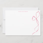 Pink Watercolor Bow Personalized Stationery Bedankkaart (Voorkant)