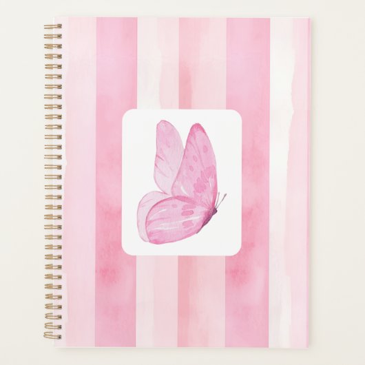 Pink Watercolor Butterfly – Soft Feminine Pastel D Planner (Voorkant)
