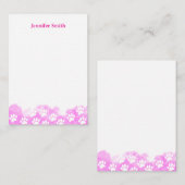 Pink Watercolor Dog Paw Personalized Stationery Notitiekaartje (Voorkant / Achterkant)