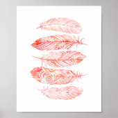 Pink Watercolor Feather Tribal Print Poster (Voorkant)
