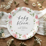 Pink Watercolor Floral Garden Baby in Bloom Shower Papieren Bordje<br><div class="desc">These baby shower paper plates feature a soft watercolor floral design with delicate pink flowers and fresh botanical greenery. The phrase “baby in bloom” appears in elegant script, creating a beautiful garden-inspired detail for celebrating the mom-to-be. Personalized with the mother’s name and baby shower date, these floral baby shower plates...</div>