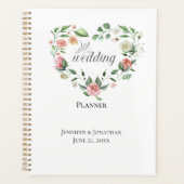 Pink Watercolor Floral Heart Wedding Planner (Voorkant)