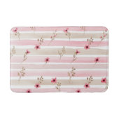 Pink Watercolor Floral Stripe Pattern Badmat (Voorkant)