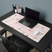 Pink Watercolor Floral Stripe Pattern Bureaumat