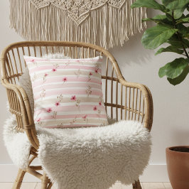 Pink Watercolor Floral Stripe Pattern Kussen