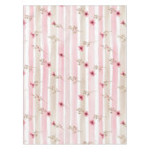 Pink Watercolor Floral Stripe Pattern Tafelkleed (Voorkant)