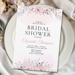 Pink Watercolor Flowers Bridal Shower Kaart