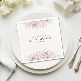 Pink Watercolor Flowers Bridal Shower Servet
