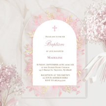 pink watercolor foliage Baptism
