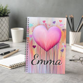 Pink Watercolor Heart Love Flows  Notitieboek