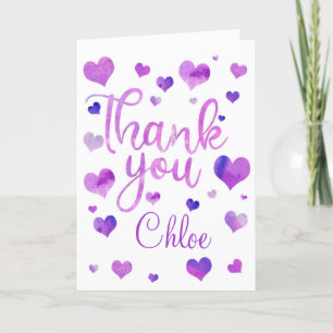 Pink Watercolor Heart Thank You Card Bedankkaart