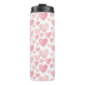 Pink Watercolor Hearts Pattern Thermosbeker (Voorkant)