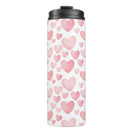 Pink Watercolor Hearts Pattern Thermosbeker