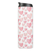 Pink Watercolor Hearts Pattern Thermosbeker (Geroteerd rechts)