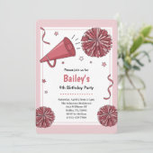 Pink Watercolor Kids Cheer Birthday Party Kaart (Staand voorkant)