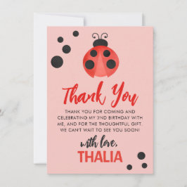 Pink Watercolor Ladybug Thank You Card Bedankkaart