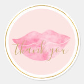 Pink Watercolor Lips Thank you Ronde Sticker (Voorkant)