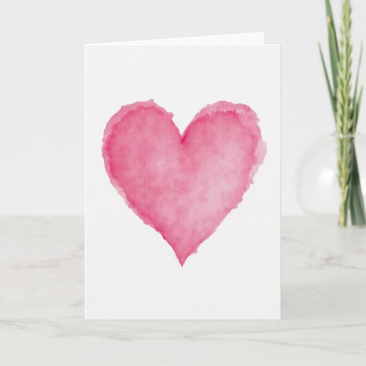 Pink Watercolor Love Heart Card Kaart (Voorkant)