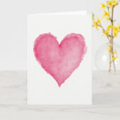 Pink Watercolor Love Heart Card Kaart (Gele Bloem)