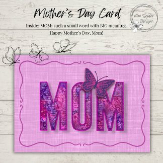 Pink Watercolor Mother’s Day Card with Butterfly  Kaart