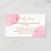 Pink Watercolor On White Handmade Visitekaartje (Achterkant)