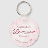 Pink Watercolor Peonies Bridesmaid Wedding Gift Sleutelhanger (Achterkant)
