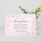 Pink Watercolor Peonies Wedding Rehearsal Dinner Kaart (Staand voorkant)