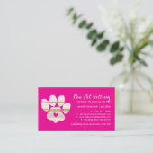 Pink Watercolor Pet Sitter Grooming Paws Visitekaartje (Staand voorkant)