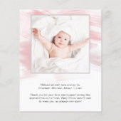 Pink Watercolor Photo Girl Birth Announcement (Achterkant)