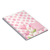 Pink Watercolor Polka Dots & Flowers Notitieboek (Rechterzijde)