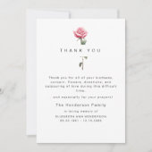 Pink Watercolor Rose Bereavement Funeral Thank You Bedankkaart (Voorkant)
