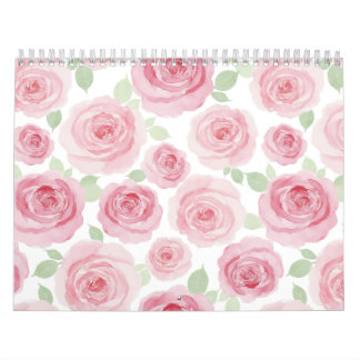 Pink Watercolor Roses Artistic Calendar Kalender