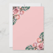 Pink Watercolor Roses Floral Wedding Invitations Kaart (Achterkant)