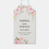 Pink Watercolor Roses Modern Wedding Party Cadeaulabel (Voorkant)