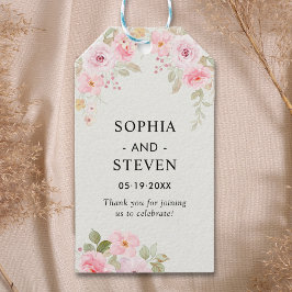 Pink Watercolor Roses Modern Wedding Party Cadeaulabel