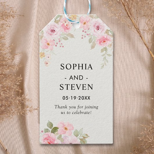 Pink Watercolor Roses Modern Wedding Party Cadeaulabel