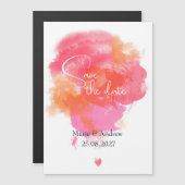 Pink watercolor Save the date  Magnetische Uitnodiging (Voorkant / Achterkant)