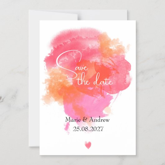 Pink watercolor Save the date  Magnetische Uitnodiging (Voorkant)