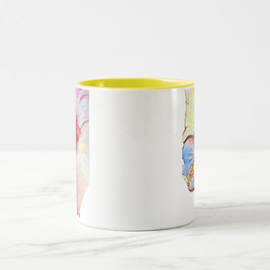 Pink watercolor tulips art tweekleurige koffiemok (Center)