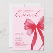 Pink Watercolor Valentine Galentine's Day Brunch Kaart (Voorkant)